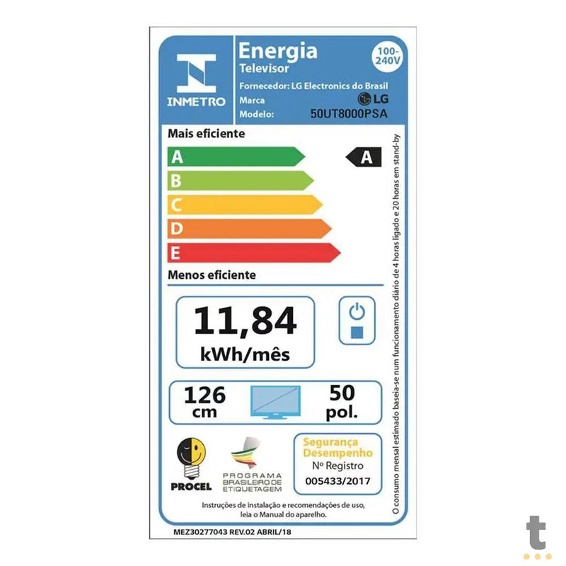 Smart TV Led LG 50" UHD UT80 4K Wi-fi Bluetooth USB HDMI ThinQ Ai Alexa - 50UT8000