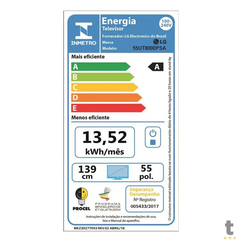 Smart TV Led LG 55" UHD UT80 4K Wi-fi Bluetooth USB HDMI ThinQ Ai Alexa - 55UT8000