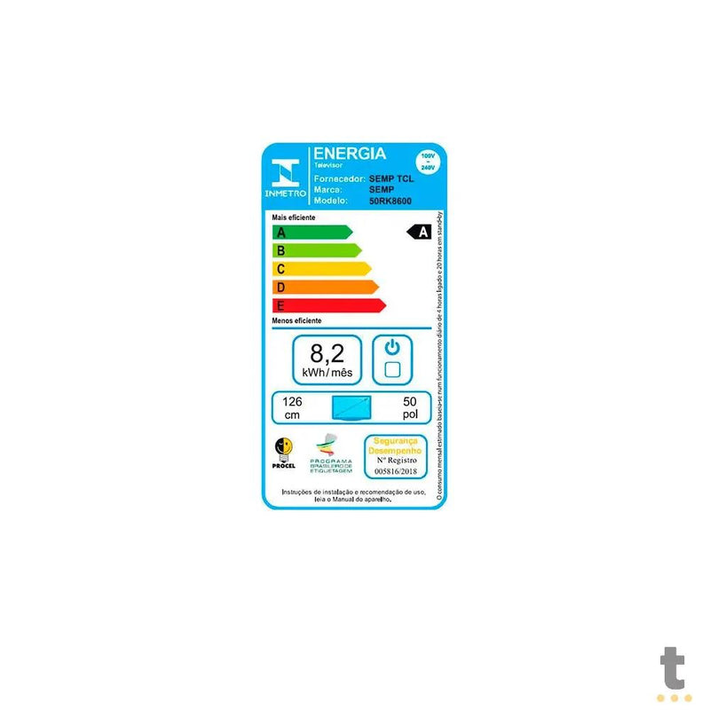 Smart TV Led Semp 50" 4K UHD Wi-fi USB HDMI Roku TV - 50RK8600