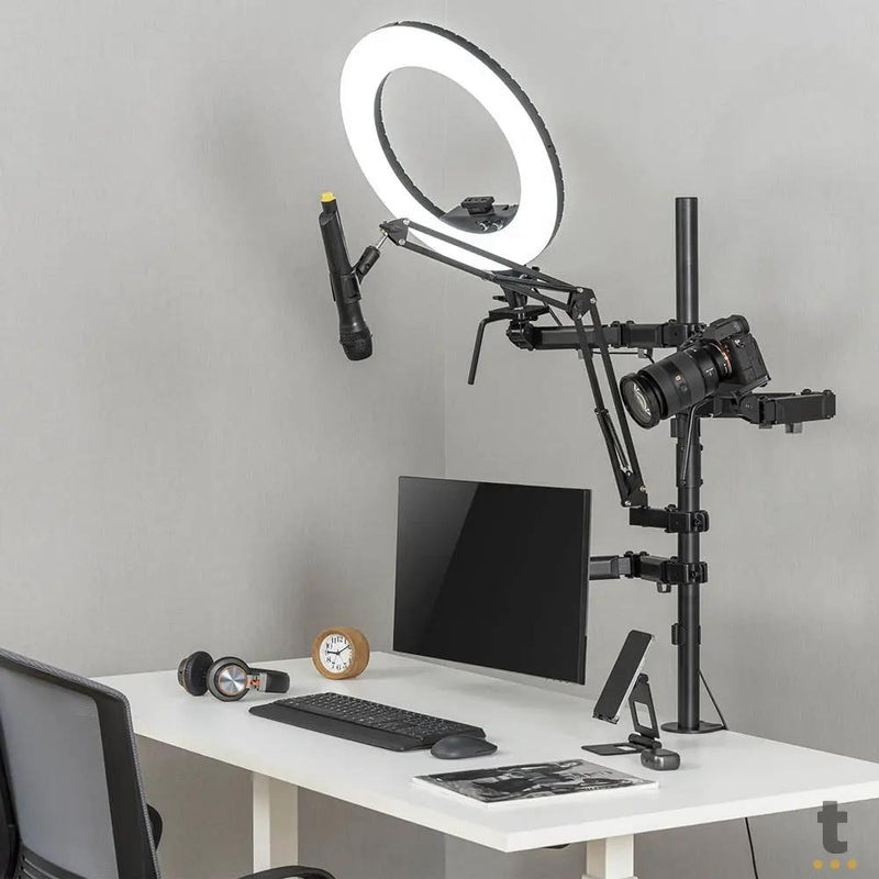 Suporte 4 em 1 Estúdio Setup Stream PCYes P/ Monitor, Microfone, Luz e Câmera - SE-MDS1041