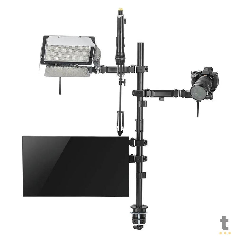 Suporte 4 em 1 Estúdio Setup Stream PCYes P/ Monitor, Microfone, Luz e Câmera - SE-MDS1041