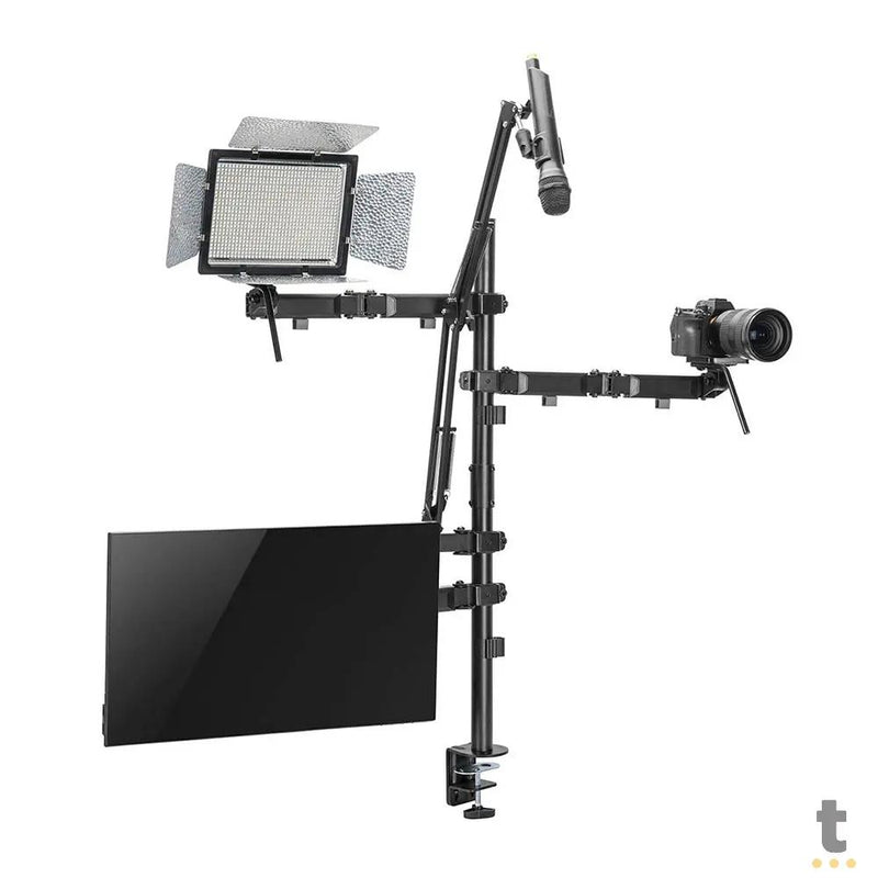 Suporte 4 em 1 Estúdio Setup Stream PCYes P/ Monitor, Microfone, Luz e Câmera - SE-MDS1041