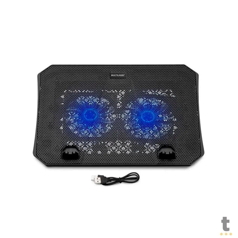 Suporte Cooler Para Notebook Multi Led Azul Dual Fan Preto - AC392