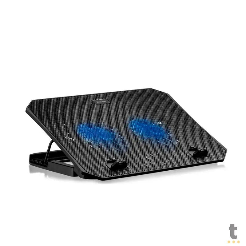 Suporte Cooler Para Notebook Multi Led Azul Dual Fan Preto - AC392