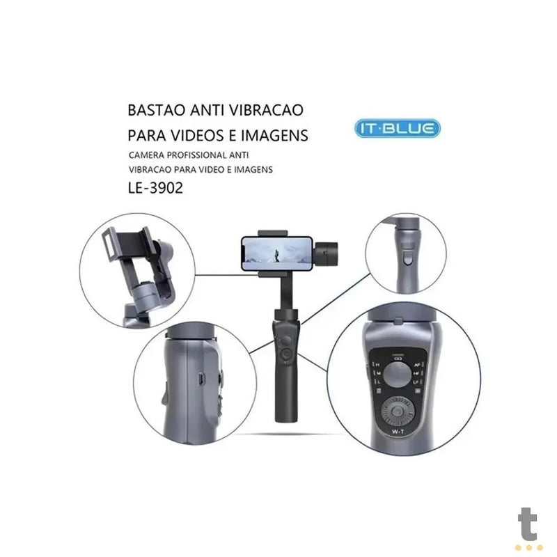 Suporte De Celular Tipo Bastão C/ Estabilizador Anti Vibração para Videos It-Blue - LE-3902