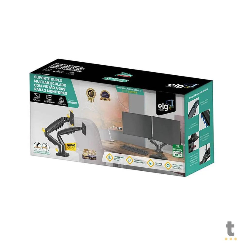 Suporte de Mesa Articulado Para Dois Monitores ELG F160N 17" a 35" - 80837