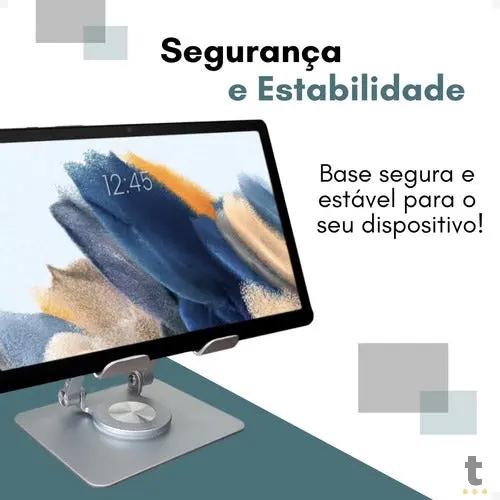 Suporte de Mesa Retratil Para Tablet em Metal com Rotação