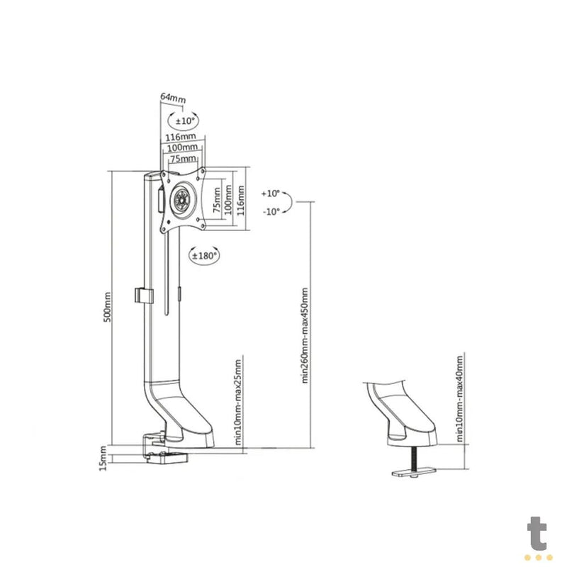 Suporte de Mesa para Monitor PCYes 17" a 32" - PLMSM01F