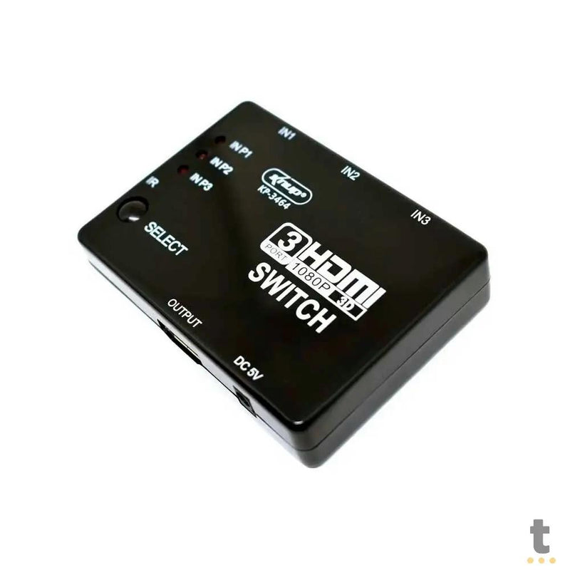 Switch Hdmi 3 Portas Knup 1080p - KP-3464 - Conecta Até 3 Aparelhos Em 1 Monitor