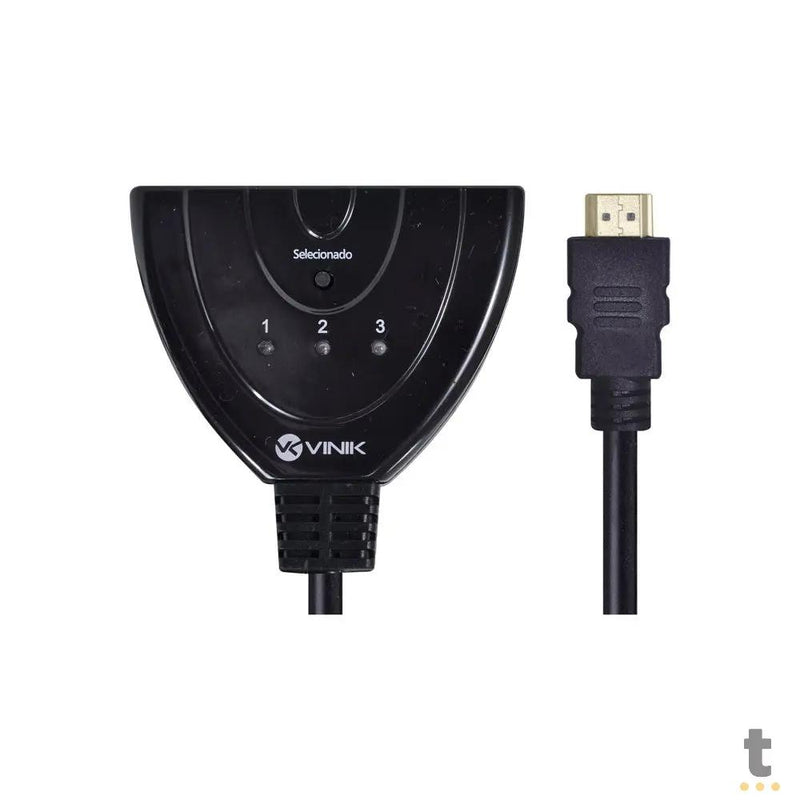 Switch Hdmi 3 Portas Vinik - Com Suporte - Conecta Até 3 Aparelhos Em 1 Monitor