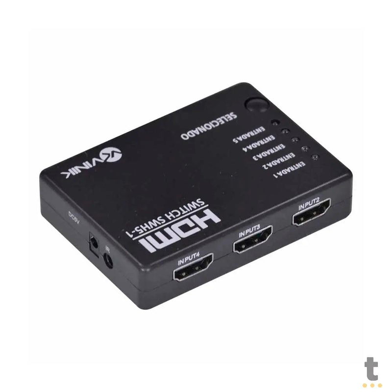 Switch Hdmi 5 Portas Vinik - Controle Remoto - Conecta Até 5 Aparelhos Em 1 Monitor