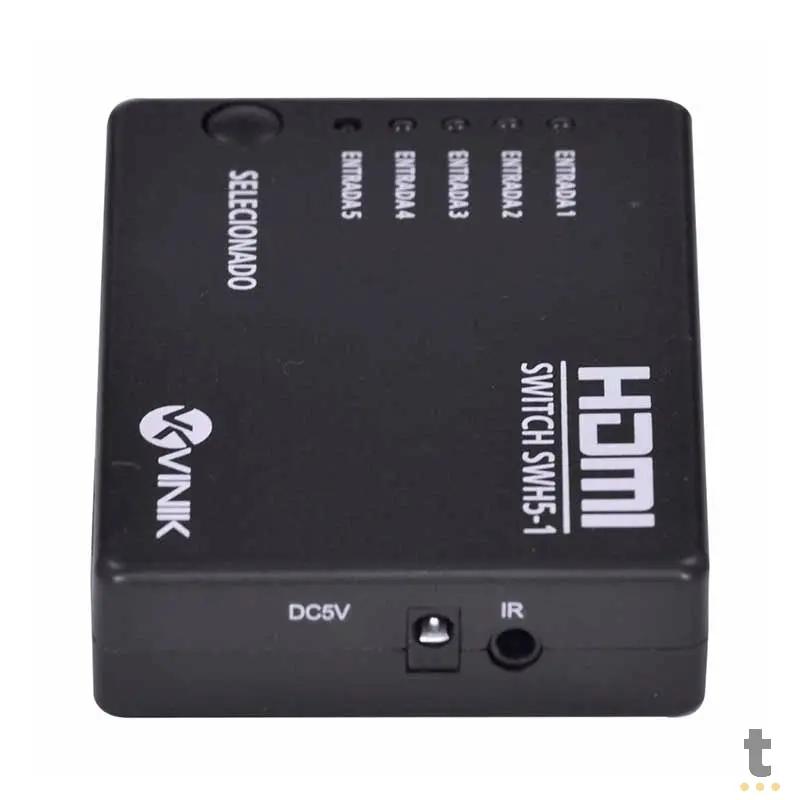 Switch Hdmi 5 Portas Vinik - Controle Remoto - Conecta Até 5 Aparelhos Em 1 Monitor