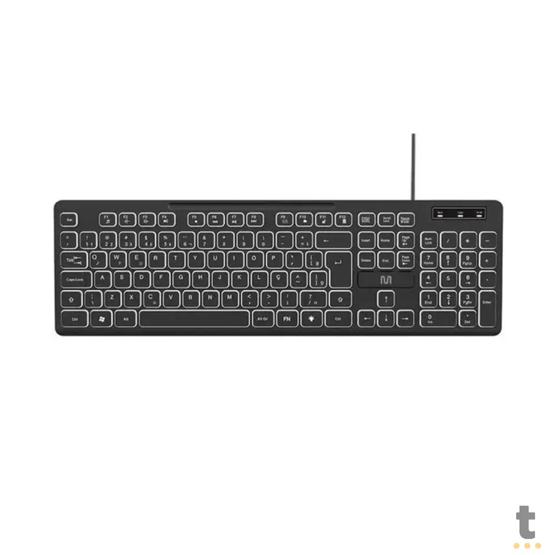 Teclado Com Fio Usb Multi Retroiluminado Led Branco Soft Silence Preto - TC268