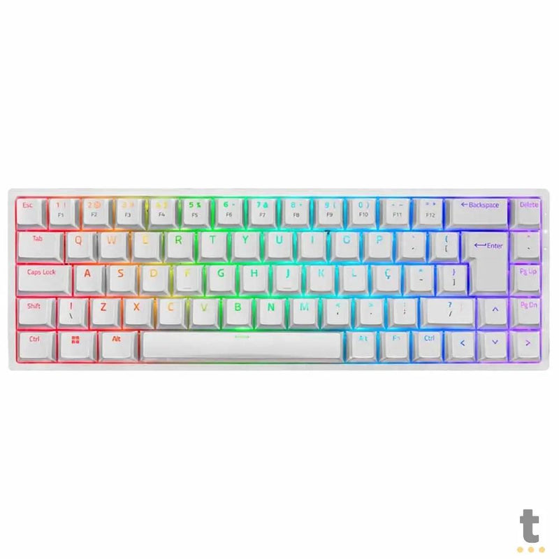 Teclado Gamer Mecanico Akko 3068B Plus White Switch Akko Orange RGB Branco