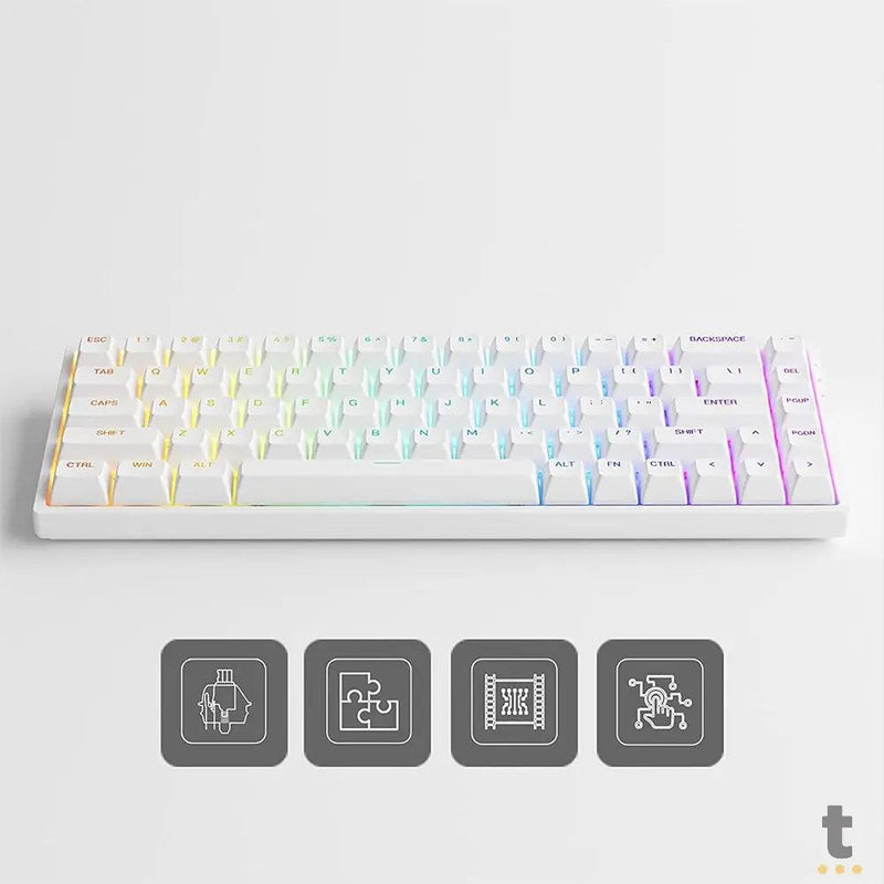 Teclado Gamer Mecanico Akko Asa 3068V2 Switch Jelly Pink RGB Branco