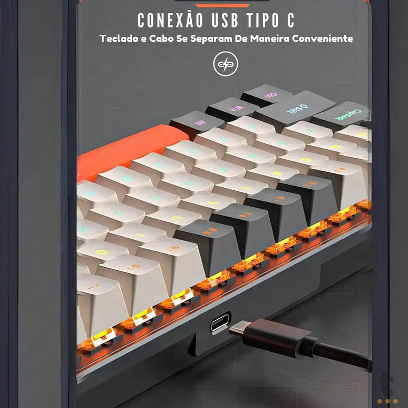 Teclado Gamer Mecanico Knup 60% USB Tipo C RGB Anti Ghost - KP-TE125