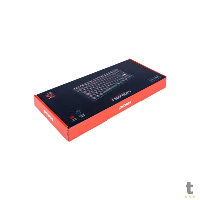 Teclado Gamer Mecanico PCYes TKL Neron Outemu Blue Hotswap Led Vermelho - PNOHBLV