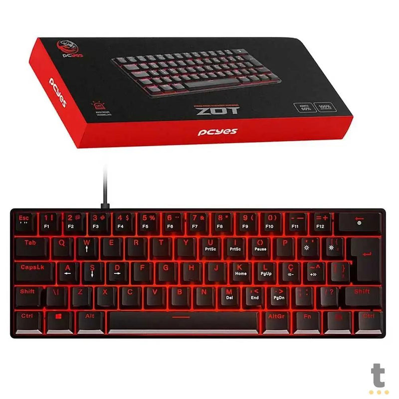Teclado Gamer Mecanico PCYes Zot Outemu Brown Hotswap Abnt2 Led Vermelho Preto - PZOHBWV