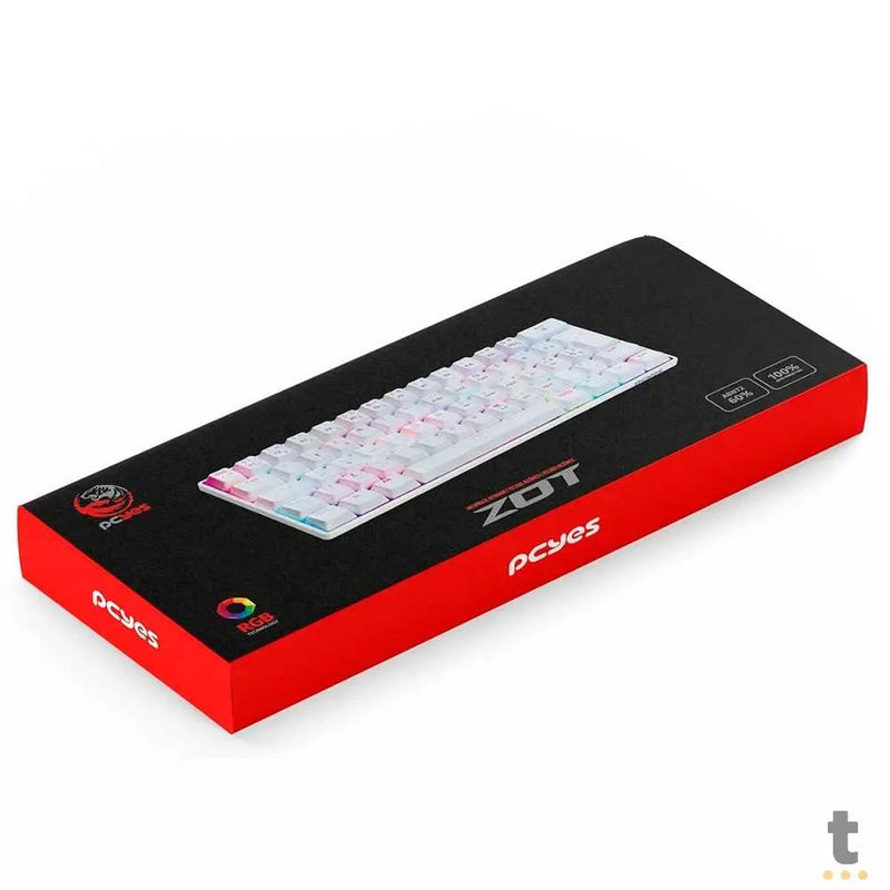 Teclado Gamer Mecanico PCYes Zot Outemu Red Hotswap Abnt2 RGB Branco - PZWOHRDRGB