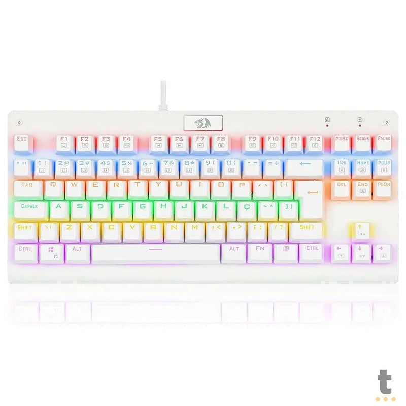Teclado Gamer Mecânico Redragon Dark Avenger Lunar White RGB Branco - K568W-R - Switch Red