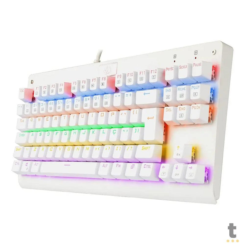 Teclado Gamer Mecânico Redragon Dark Avenger Lunar White RGB Branco - K568W-R - Switch Red