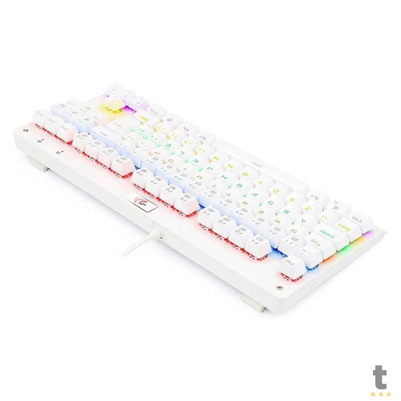 Teclado Gamer Mecânico Redragon Dark Avenger Lunar White RGB Branco - K568W-R - Switch Red