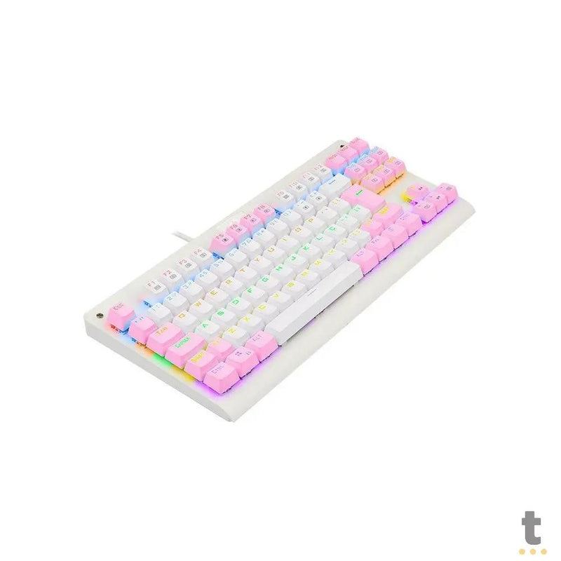 Teclado Gamer Mecânico Redragon Dark Avenger Rainbow RGB Branco e Rosa - K568WP-R (PT-BROWN)
