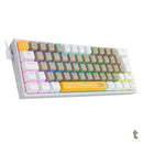 Teclado Gamer Mecânico Redragon Fizz Branco / Cinza / Amarelo RGB Switch Marrom - K617RGB-YL GY WT