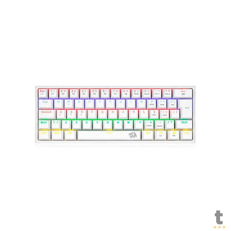 Teclado Gamer Mecanico Redragon Fizz RGB Branco Switch Azul - K617-R-W (PT-BLUE)