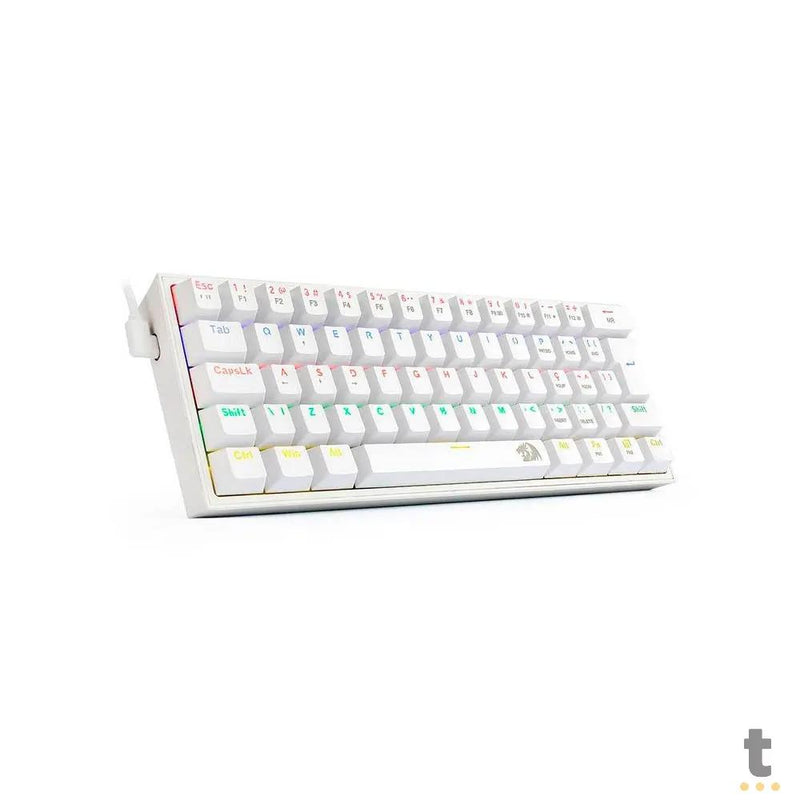 Teclado Gamer Mecanico Redragon Fizz RGB Branco Switch Azul - K617-R-W (PT-BLUE)
