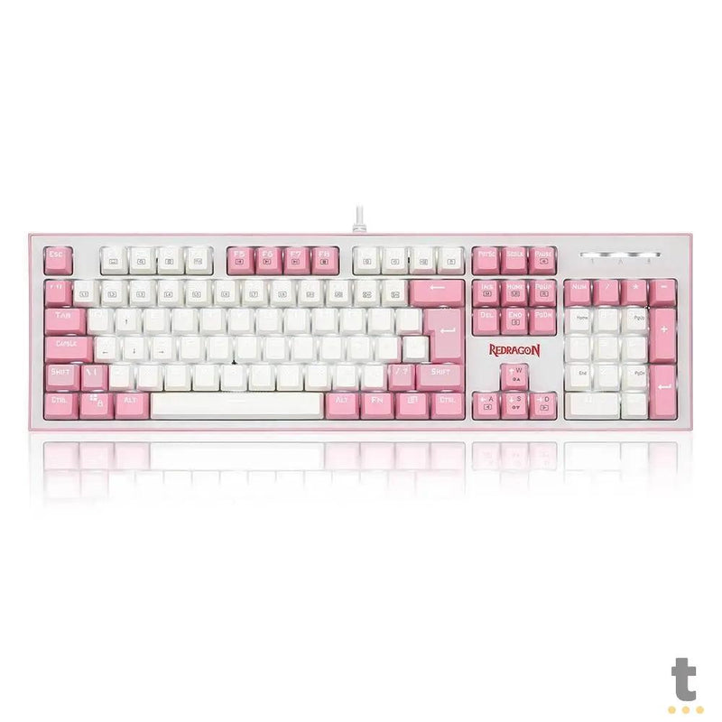 Teclado Gamer Mecânico Redragon Hades Led White Branco e Rosa - K623-WP (PT-BLUE)