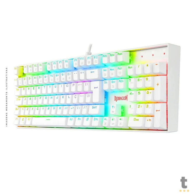 Teclado Gamer Mecânico Redragon Mitra Lunar RGB Branco - K551W-RGB (PT-RED)