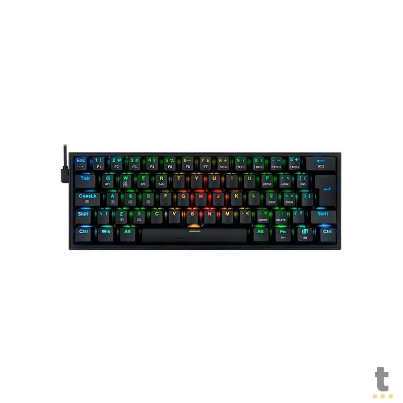 Teclado Gamer Mecânico Sem Fio Redragon Fizz Pro Preto Wireless RGB Switch Azul - K616-RGB-B