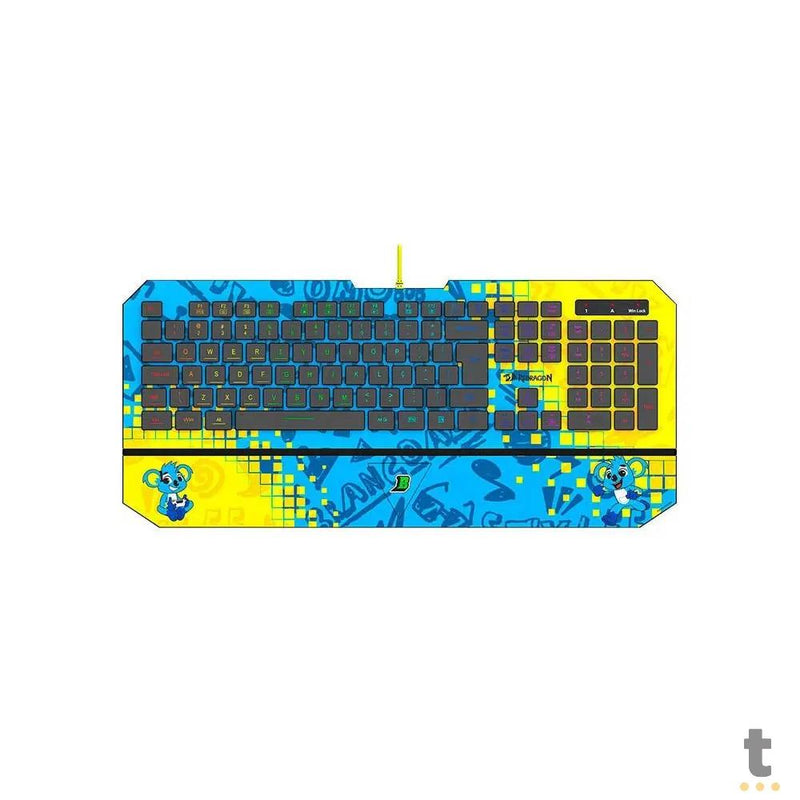 Teclado Gamer Membrana Redragon Brancoala RGB Apoio de Pulso Integrado Personalizado - B502RGB