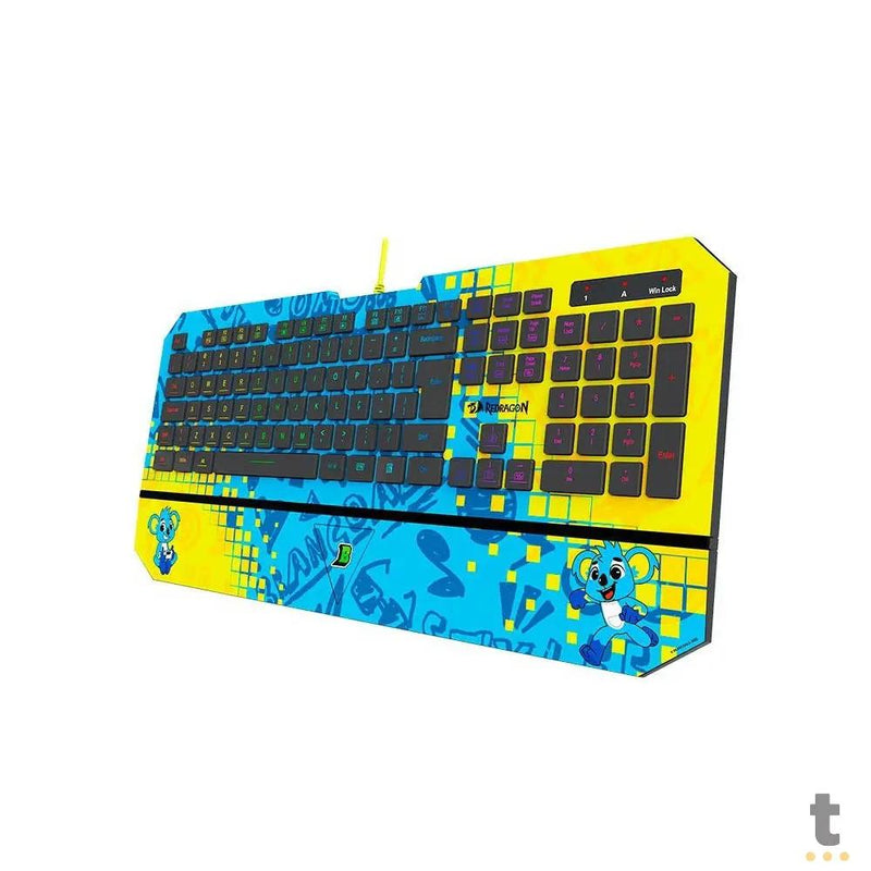 Teclado Gamer Membrana Redragon Brancoala RGB Apoio de Pulso Integrado Personalizado - B502RGB