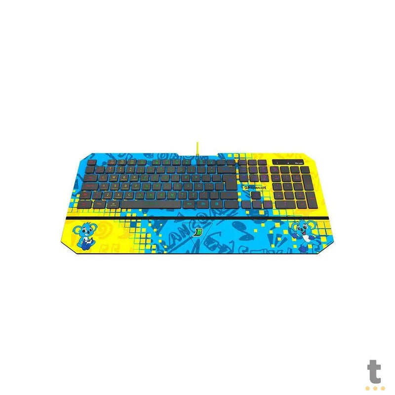 Teclado Gamer Membrana Redragon Brancoala RGB Apoio de Pulso Integrado Personalizado - B502RGB