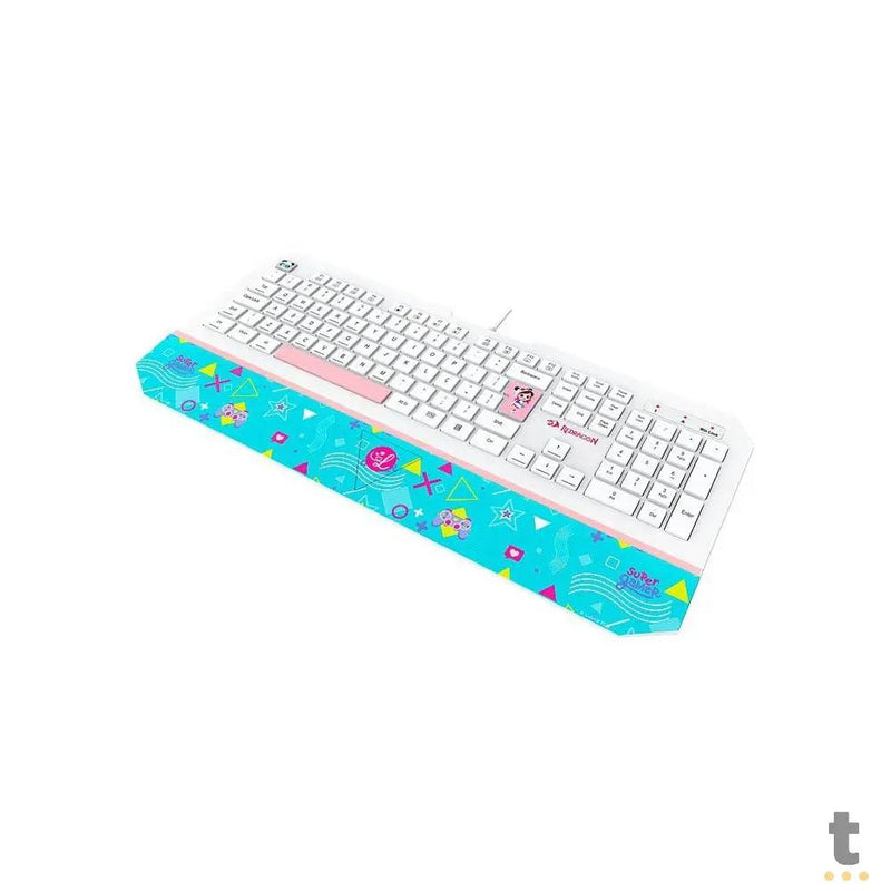 Teclado Gamer Membrana Redragon Luluca RGB Apoio de Pulso Integrado Personalizado - L502