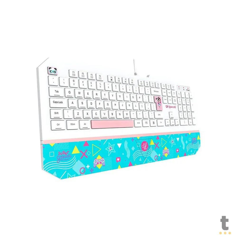 Teclado Gamer Membrana Redragon Luluca RGB Apoio de Pulso Integrado Personalizado - L502
