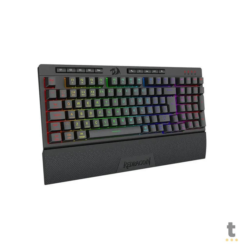 Teclado Gamer Membrana Redragon Shiva 98 RGB Preto C/ Apoio de Pulso - K515-RGB