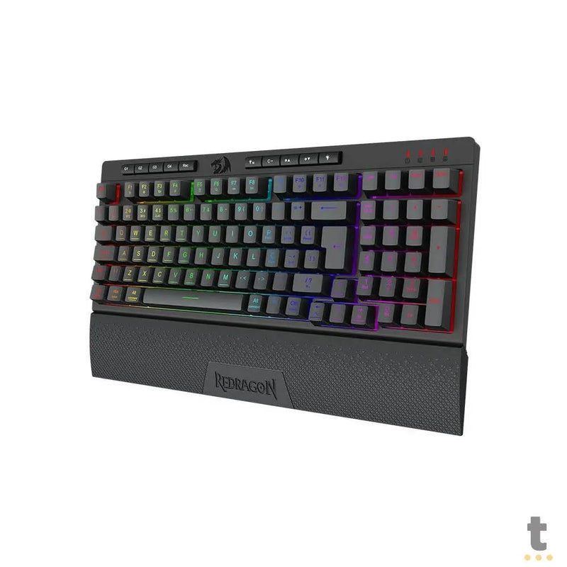 Teclado Gamer Membrana Redragon Shiva 98 RGB Preto C/ Apoio de Pulso - K515-RGB
