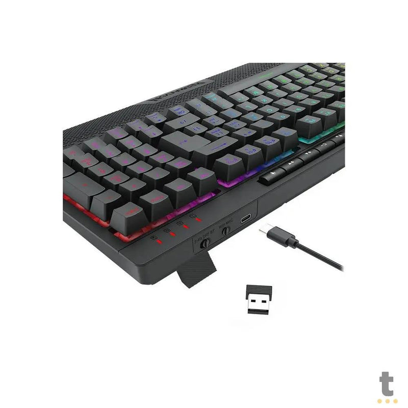 Teclado Gamer Membrana Redragon Shiva 98 RGB Preto C/ Apoio de Pulso - K515-RGB