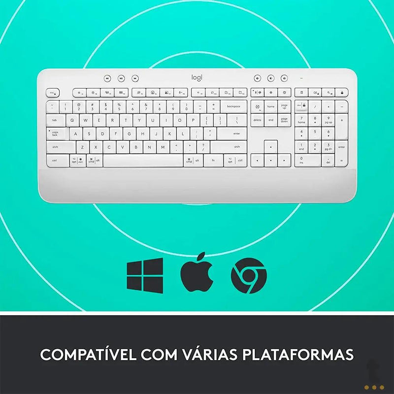 Teclado Sem Fio Logitech Signature K650 Branco C/ Apoio para as Maos - 920-010965