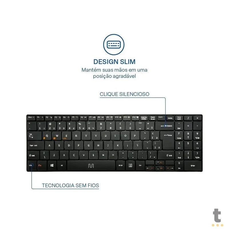 Teclado Sem Fio Slim Multi Bluetooth Multimídia Abnt - TC220