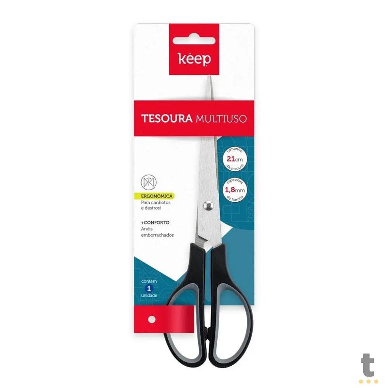 Tesoura Multiuso Keep 21cm Preta - EI175