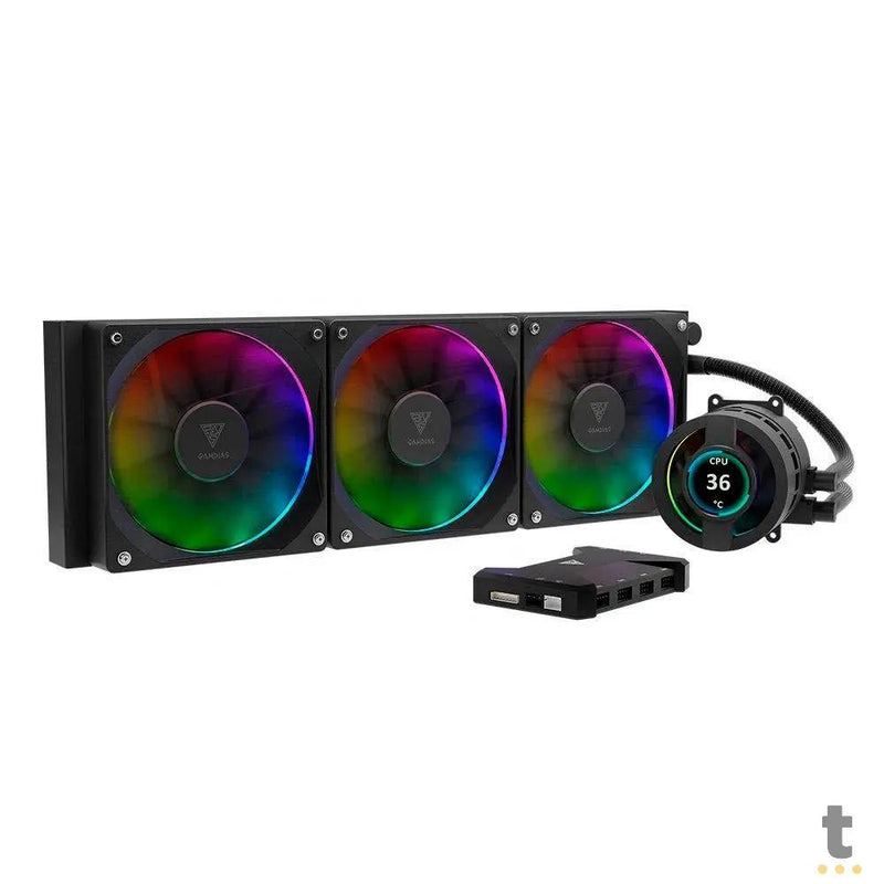 Water Cooler 3 Fans Gamdias Chione ARGB 360mm C/ Display LCD (Intel/AMD) - CHIONE P3-360U