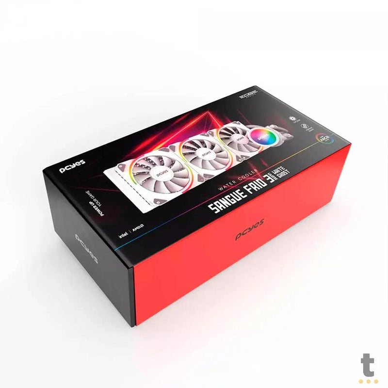 Water Cooler PCYes Sangue Frio 3 Triple Fan 360mm ARGB TDP 350W (Intel/AMD) Branco - ARGBSF3360WGBR