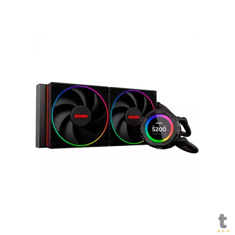 Water Cooler PCYes Vision 2 Fans 240mm Tela LCD 2,1'' (Intel/AMD) Black Vulcan - Vs240Bv