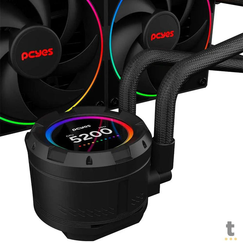 Water Cooler PCYes Vision 3 Fans 360mm Tela LCD 2,1'' (Intel/AMD) Black Vulcan - Vs360Bv